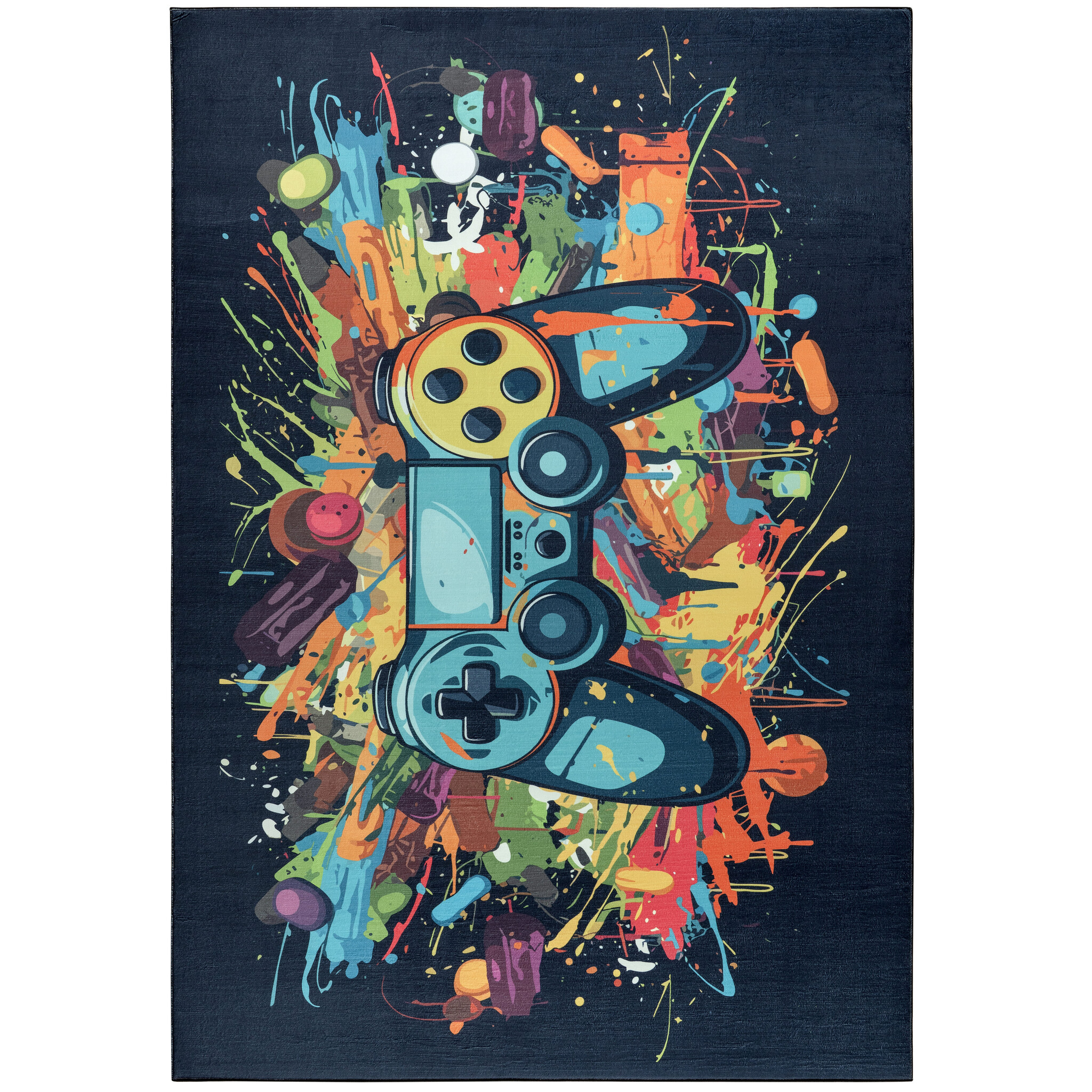 Kindervloerkleed Gaming Graffiti Blauw Multi Wasbaar Antislip