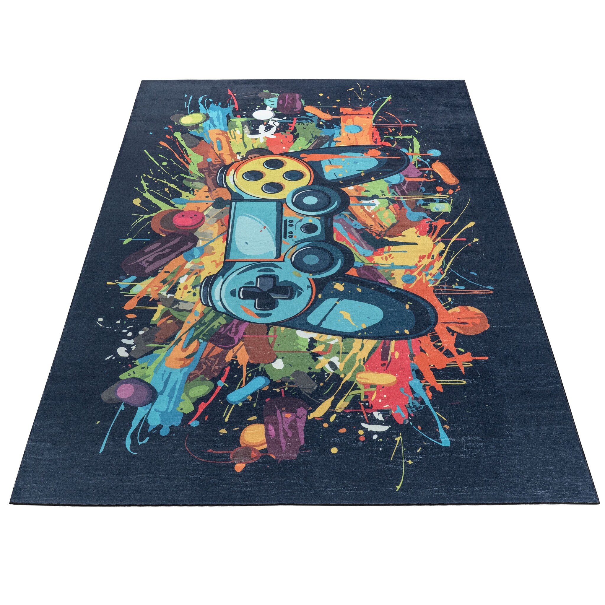 Kindervloerkleed Gaming Graffiti Blauw Multi Wasbaar Antislip