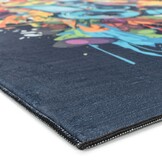 Kindervloerkleed Gaming Graffiti Blauw Multi Wasbaar Antislip