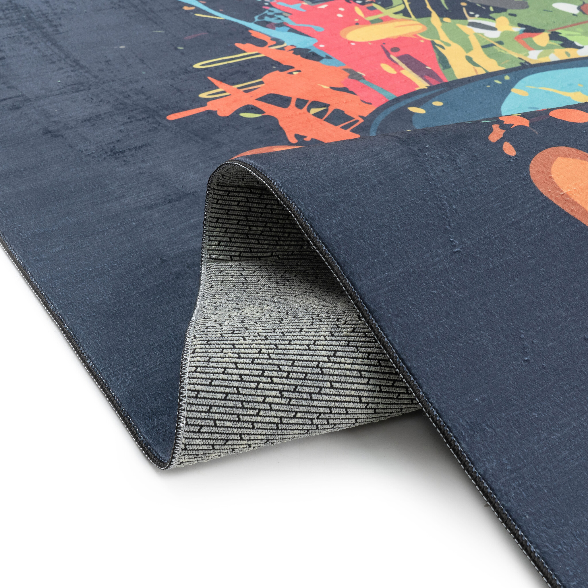 Kindervloerkleed Gaming Graffiti Blauw Multi Wasbaar Antislip