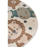 Kindervloerkleed Rond Animal Party Crème/Bruin