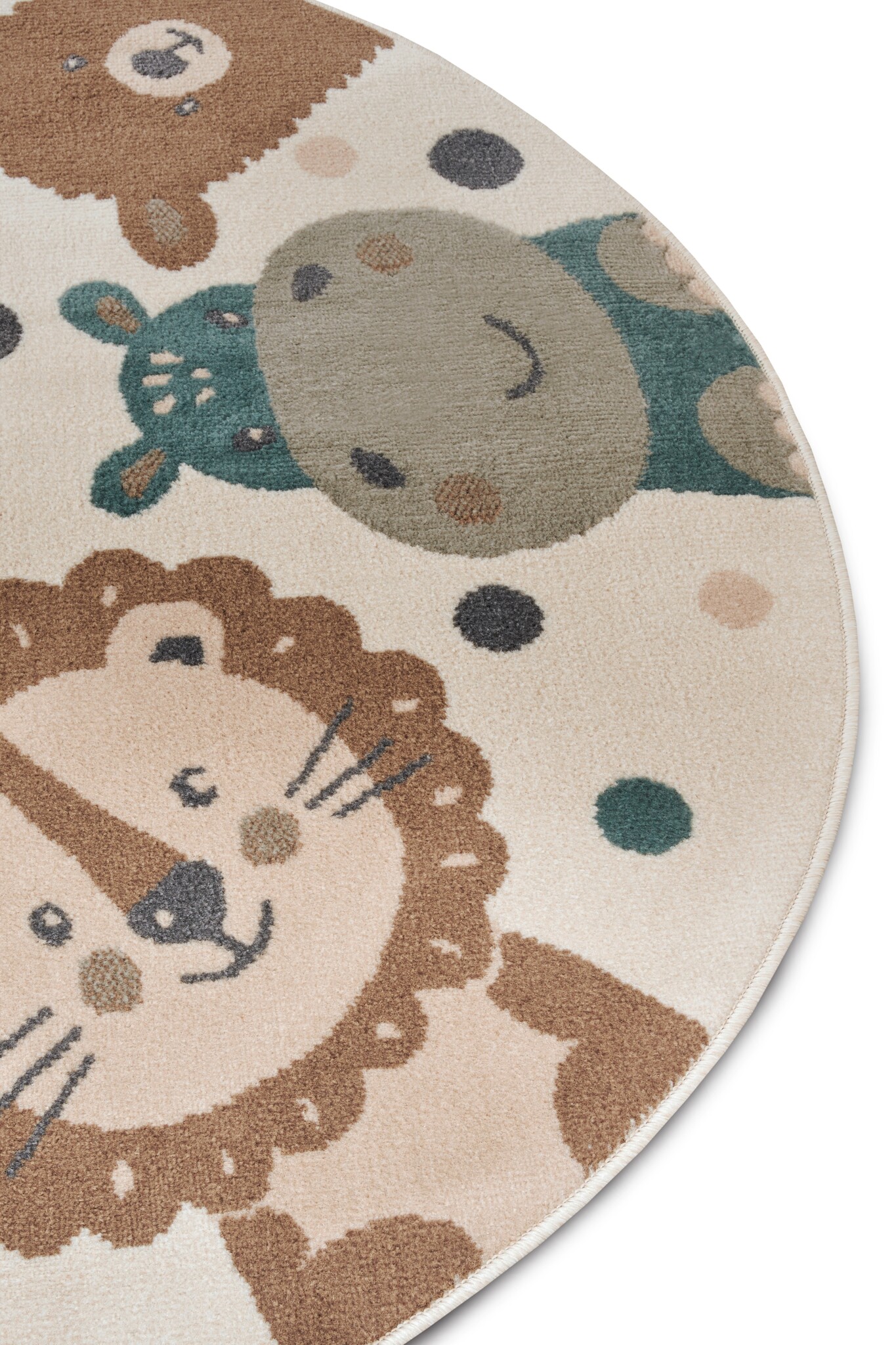 Kindervloerkleed Rond Animal Party Crème/Bruin