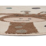 Kindervloerkleed Rond Animal Party Crème/Bruin