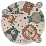 Kindervloerkleed Rond Animal Party Crème/Bruin