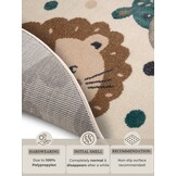 Kindervloerkleed Rond Animal Party Crème/Bruin