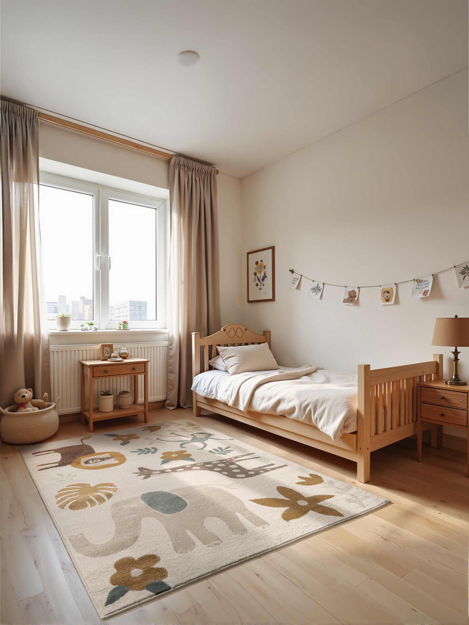 Kindervloerkleed Safari Crème/Multikleur