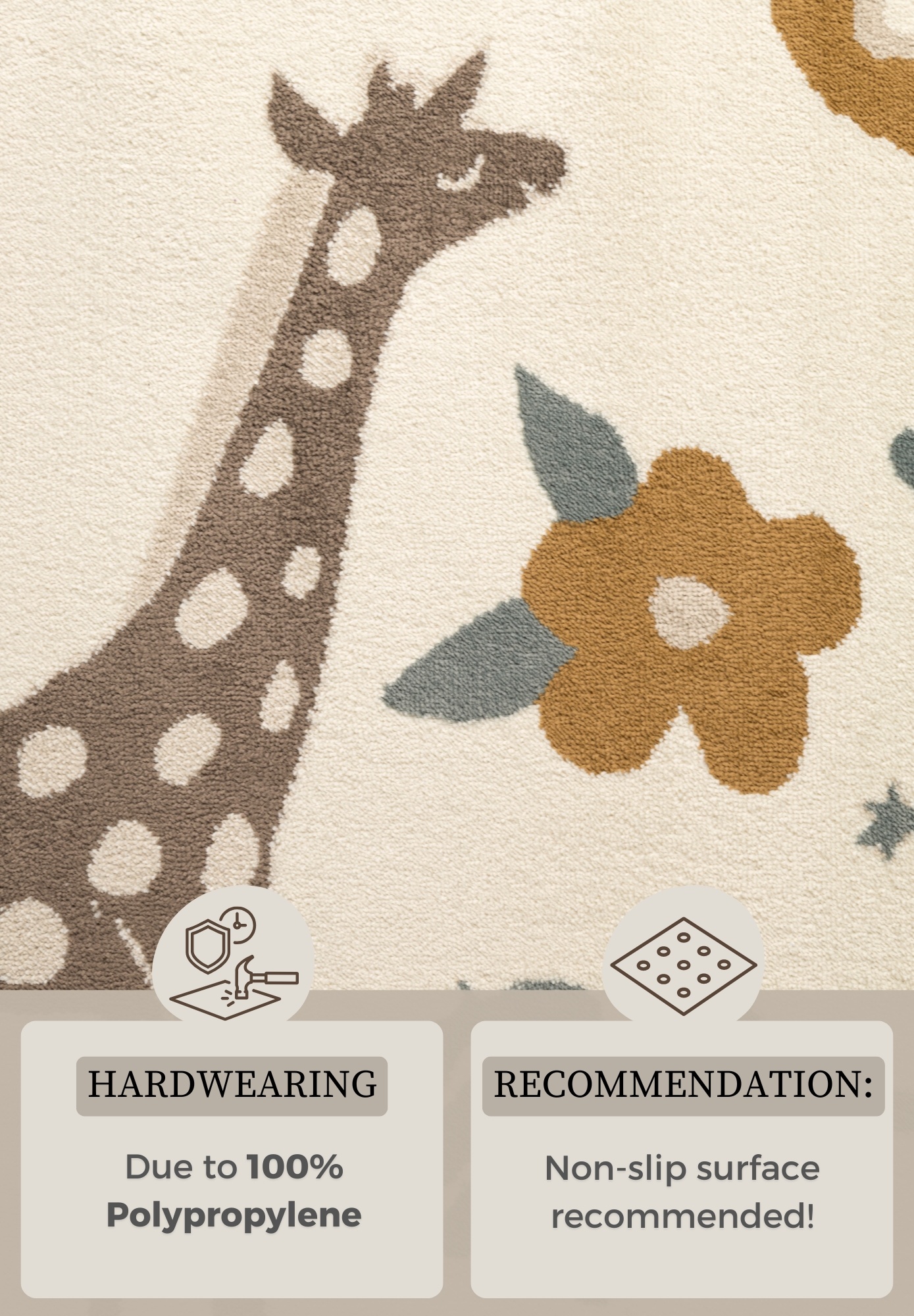 Kindervloerkleed Safari Crème/Multikleur
