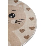 Kindervloerkleed Rond Kat Crème/Beige
