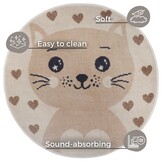 Kindervloerkleed Rond Kat Crème/Beige