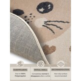 Kindervloerkleed Rond Kat Crème/Beige