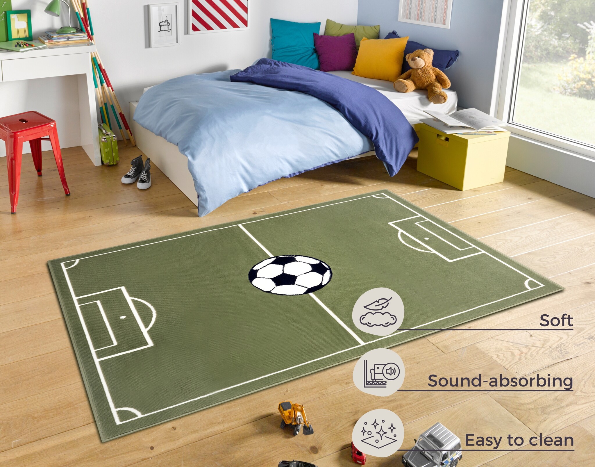 Kindervloerkleed Voetbal Groen