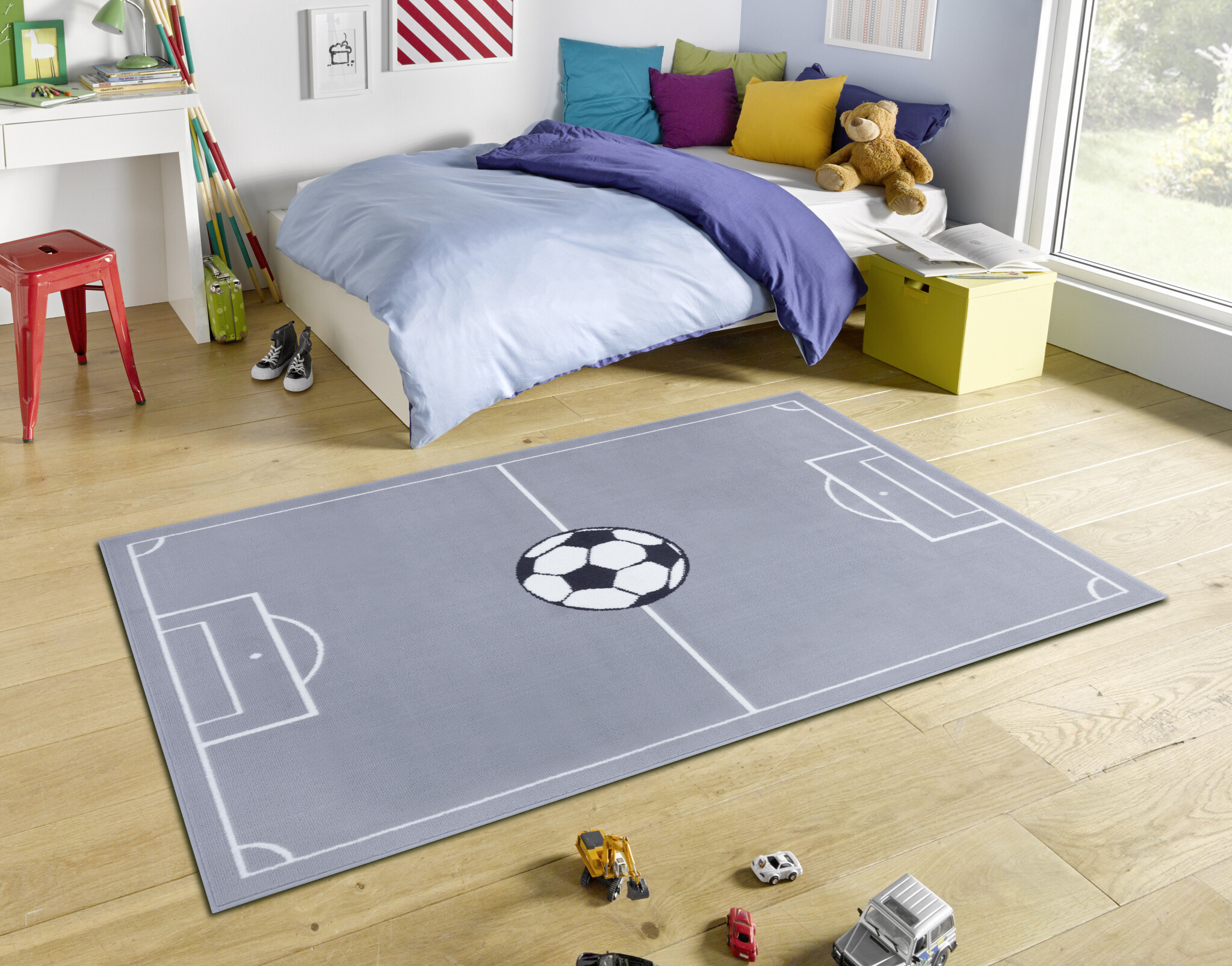 Kindervloerkleed Voetbal Grijs