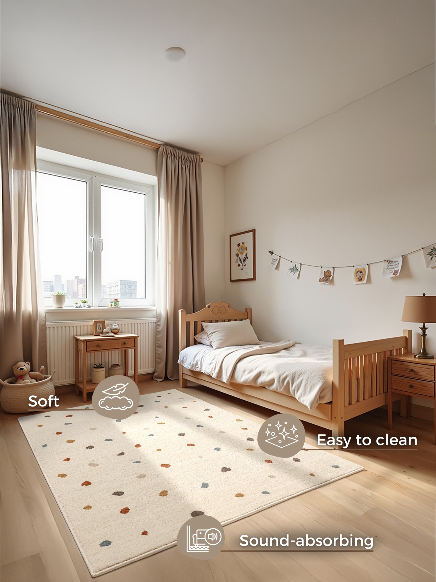 Kindervloerkleed Rainbow Crème/Multikleur