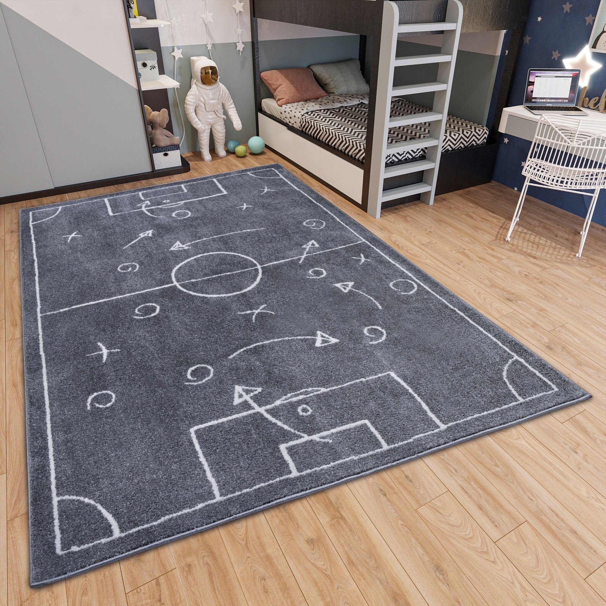 Kindervloerkleed Voetbal Donkergrijs