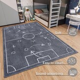 Kindervloerkleed Voetbal Donkergrijs