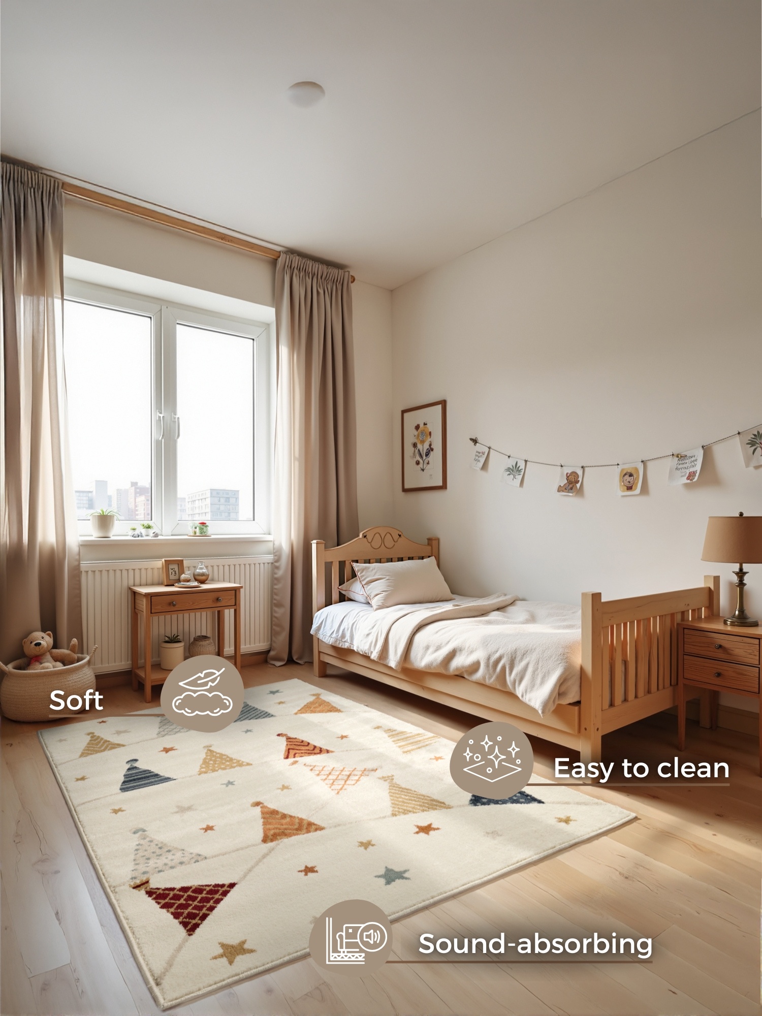 Kindervloerkleed Party Crème/Multikleur