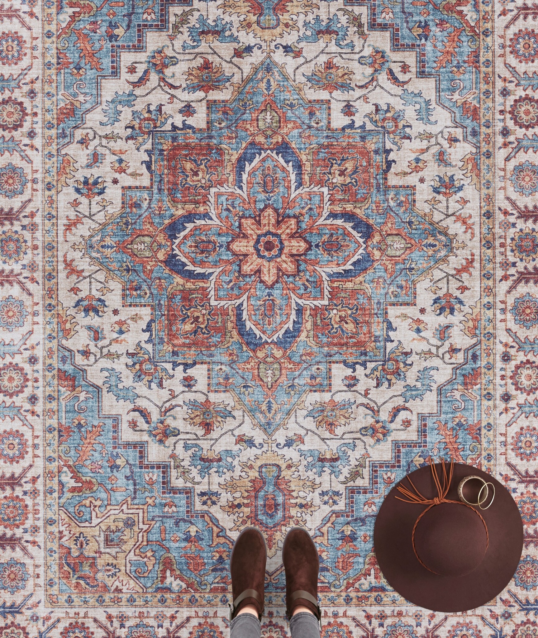 Vintage Vloerkleed Anthea Blauw