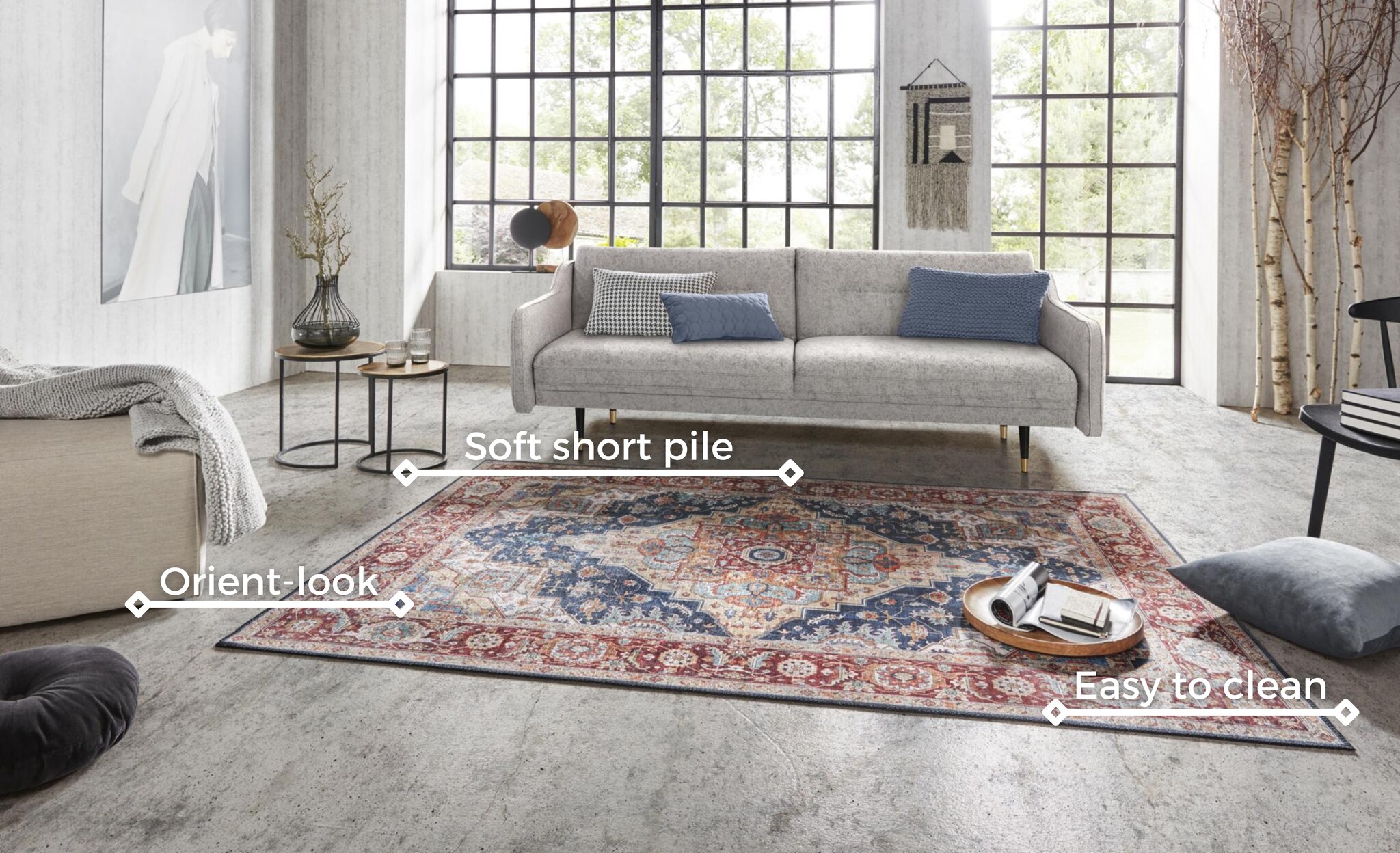 Vintage Vloerkleed Sylla Blauw