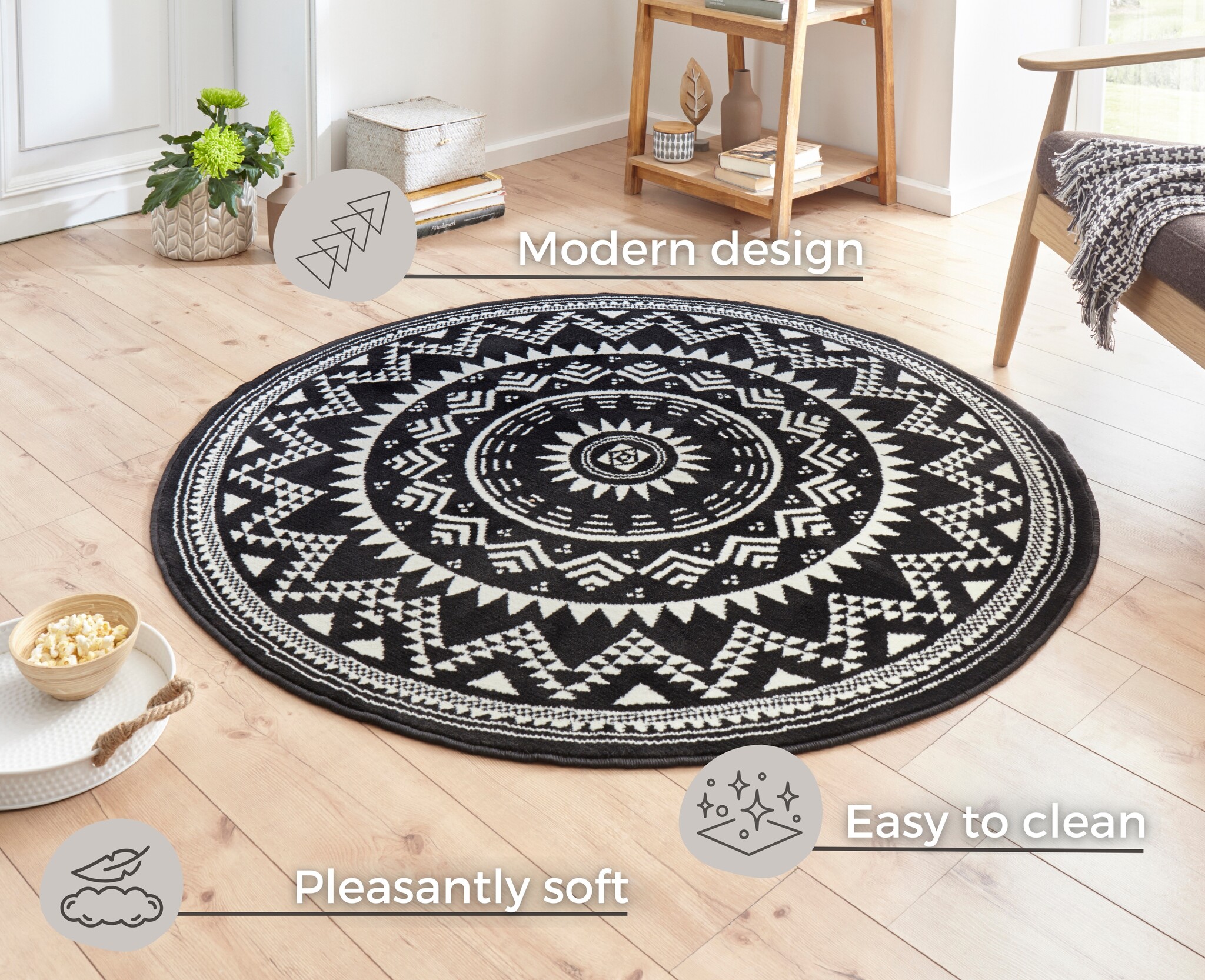 Velours Vloerkleed Valencia Zwart