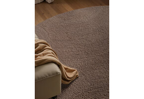 Wollen Rond Vloerkleed Calmio Taupe