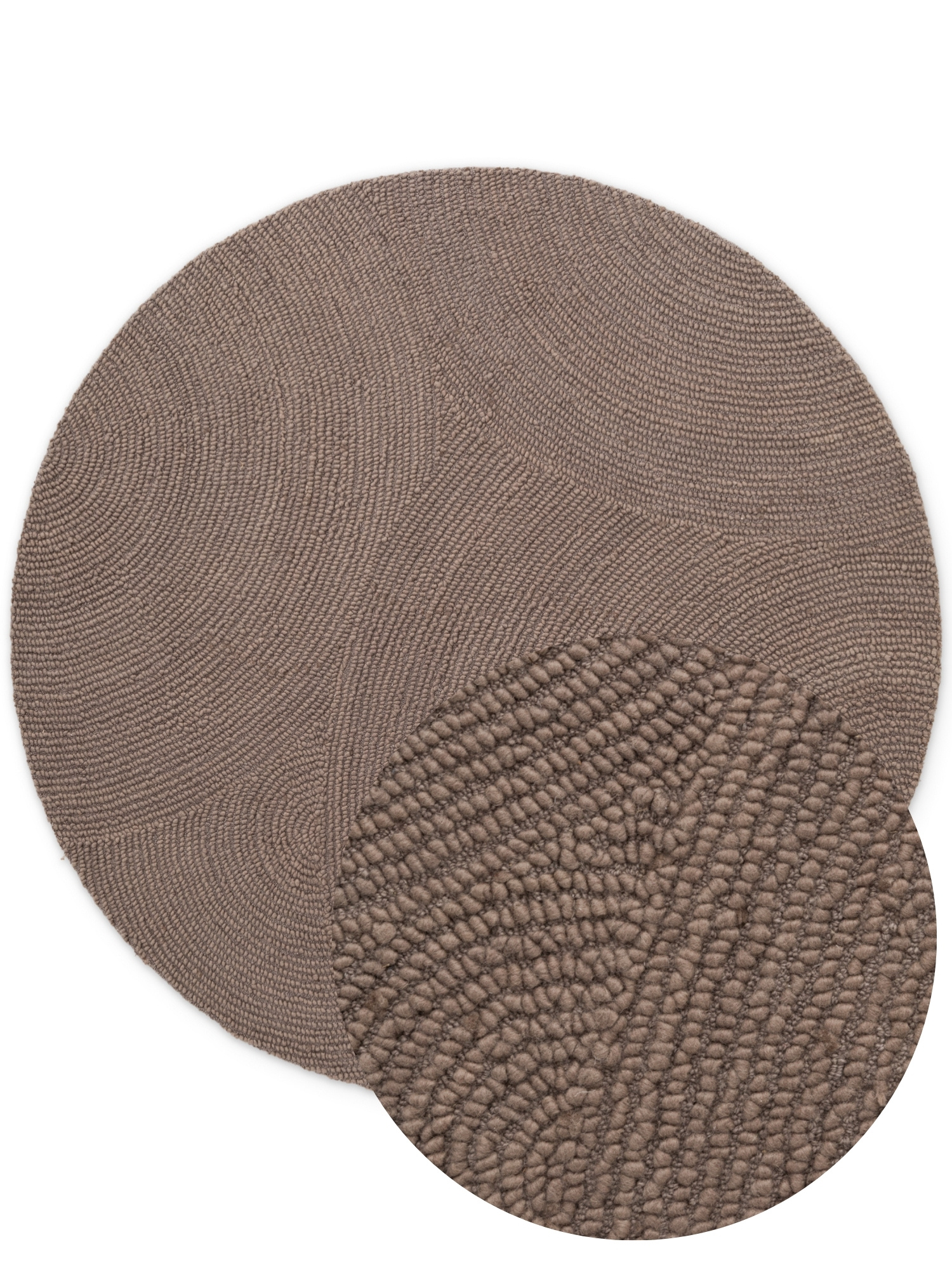 Wollen Rond Vloerkleed Calmio Taupe
