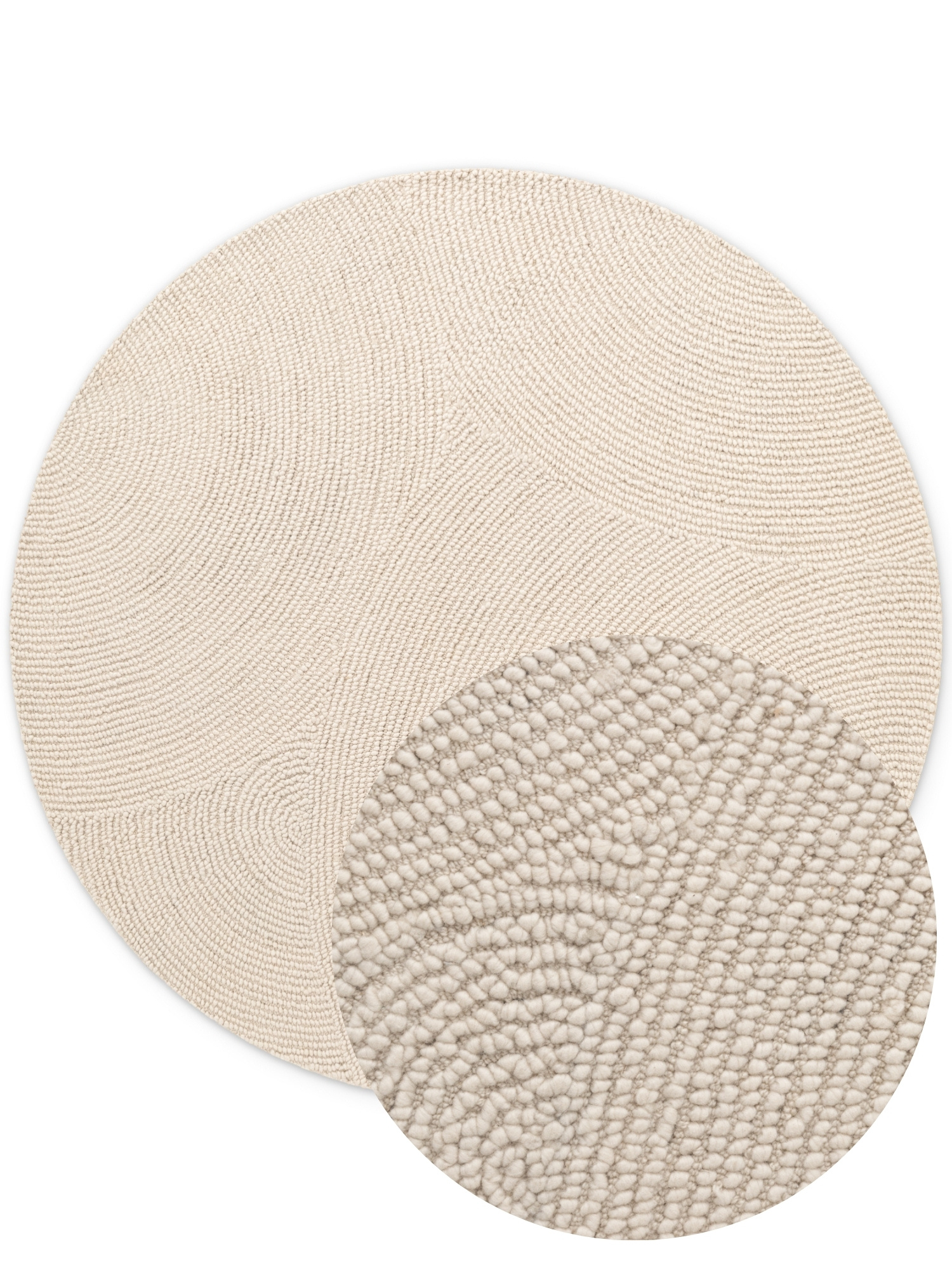 Wollen Rond Vloerkleed Calmio Creme