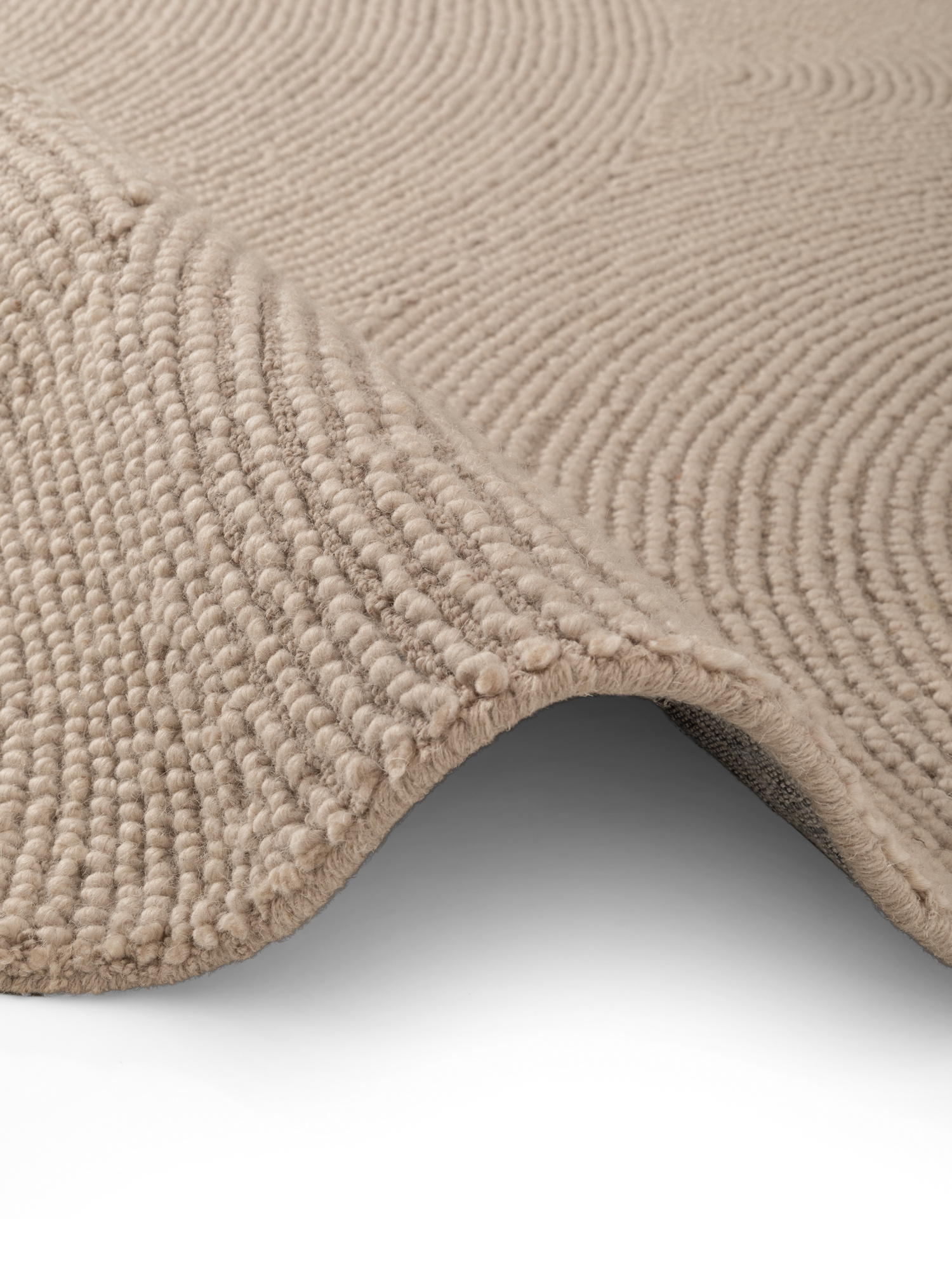 Wollen Rond Vloerkleed Calmio Licht Beige