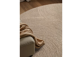 Wollen Rond Vloerkleed Calmio Licht Beige