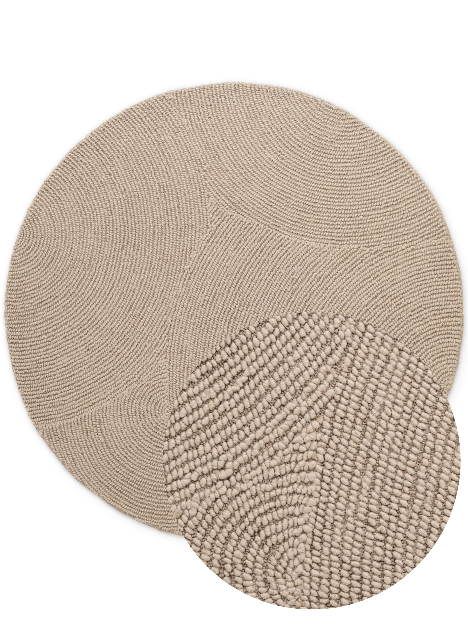 Wollen Rond Vloerkleed Calmio Licht Beige