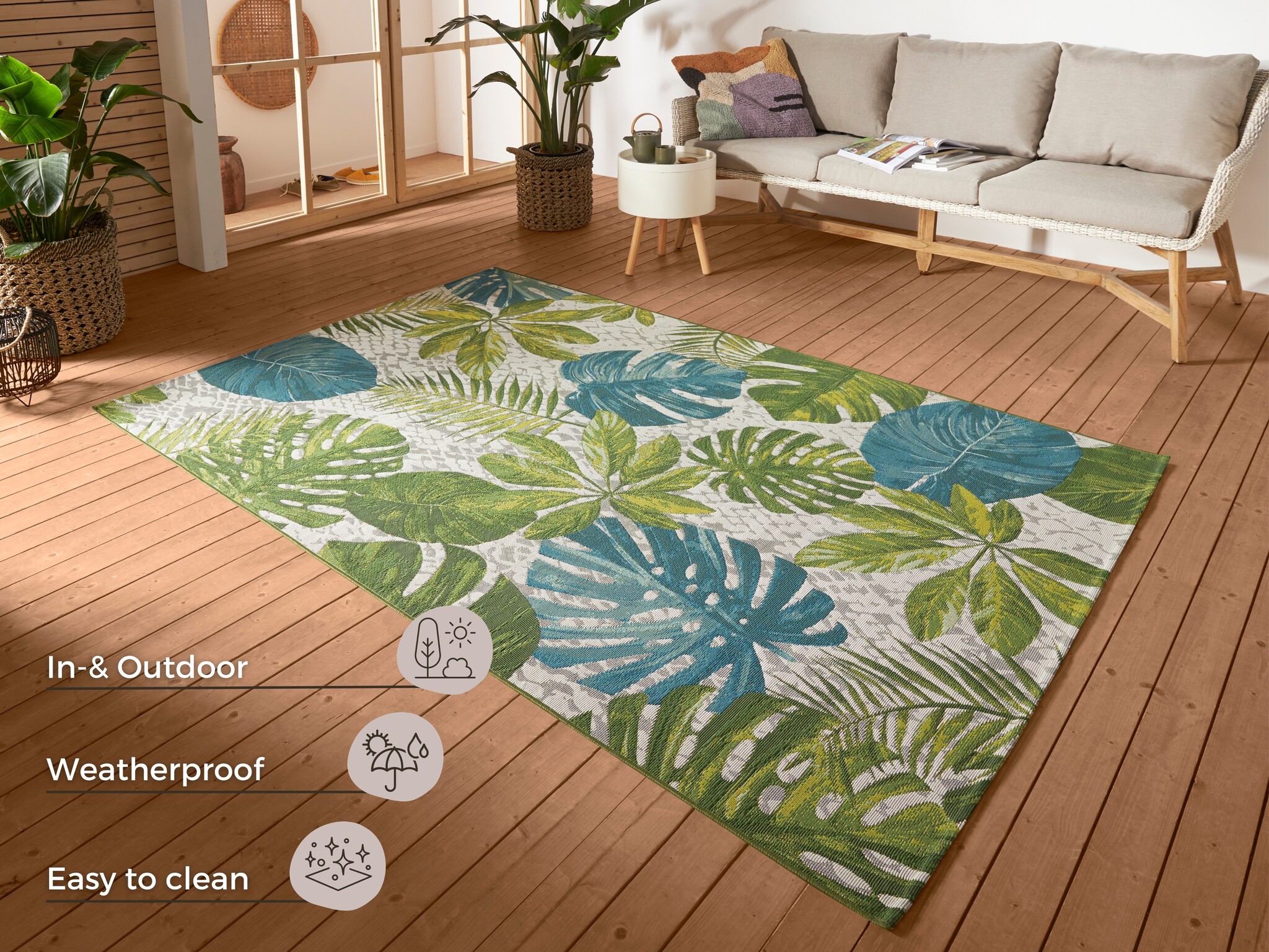 Buitenkleed Flair Tropical Leaves Groen