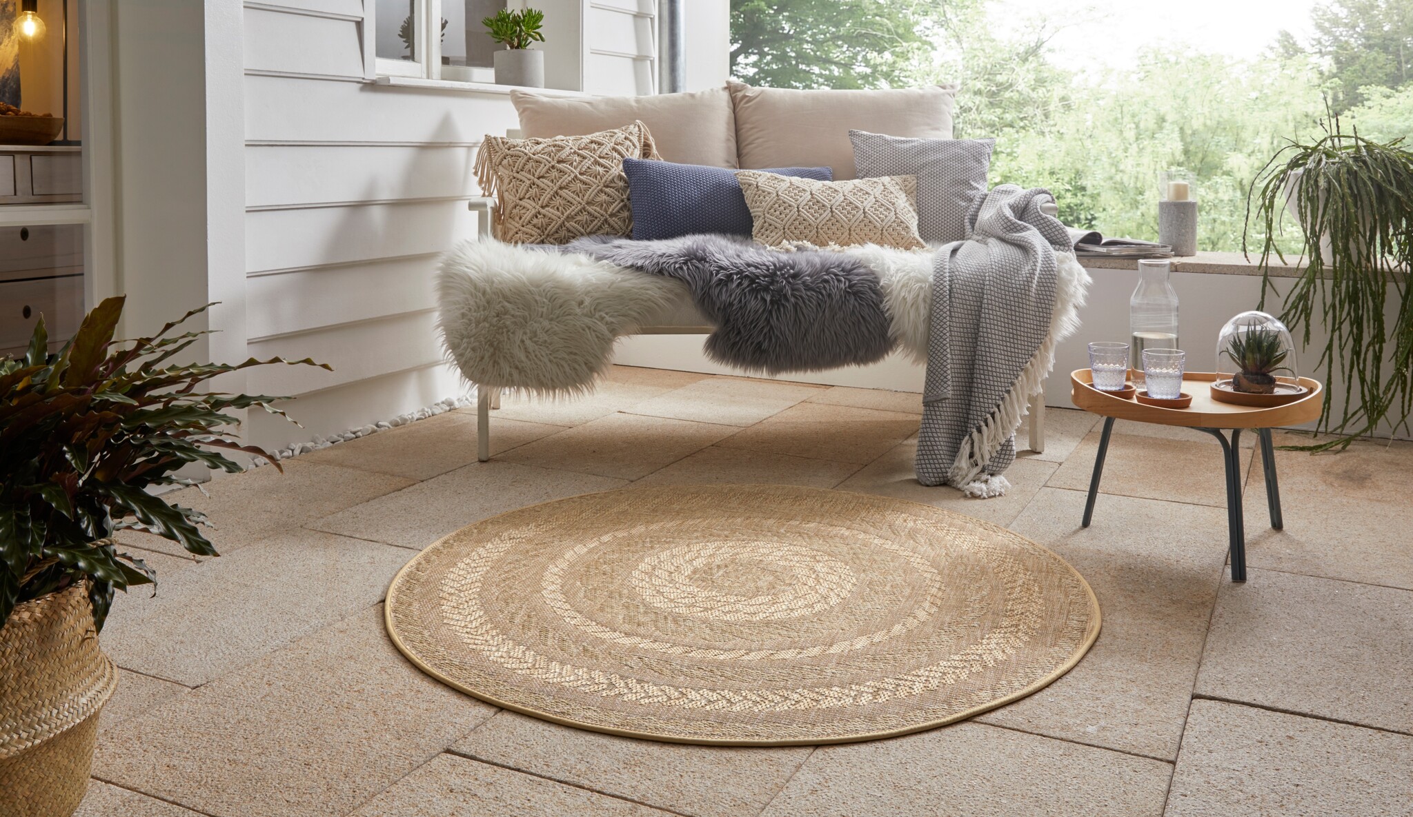 Buitenkleed Rond Almendro Beige