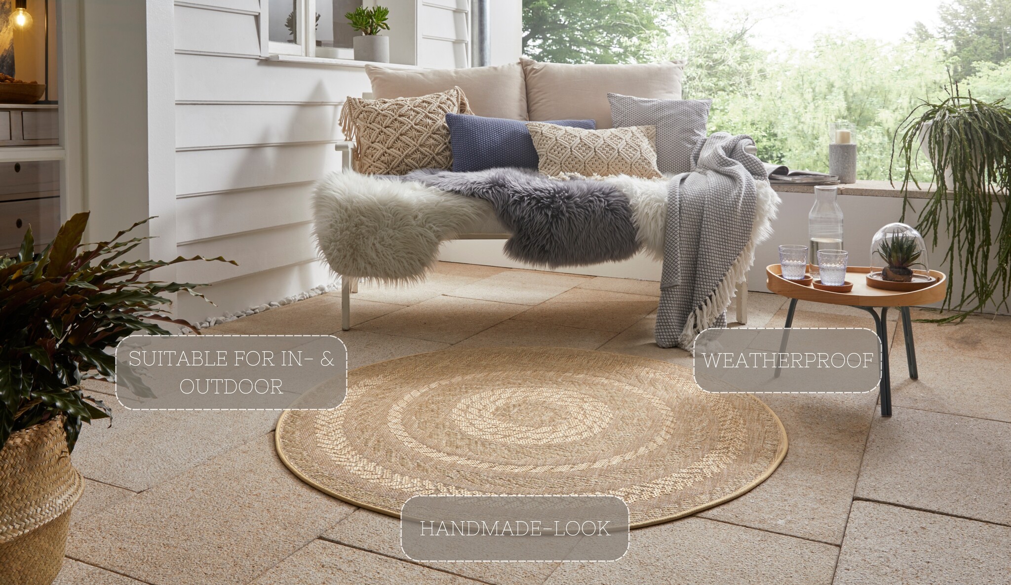 Buitenkleed Rond Almendro Beige