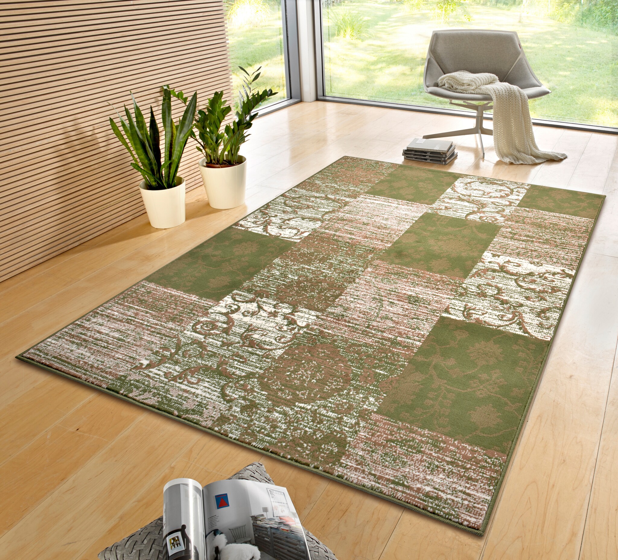 Patchwork Vloerkleed Groen