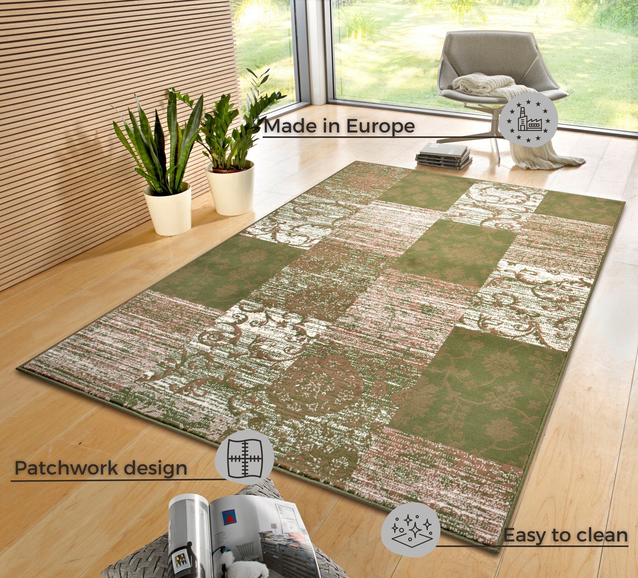 Patchwork Vloerkleed Groen