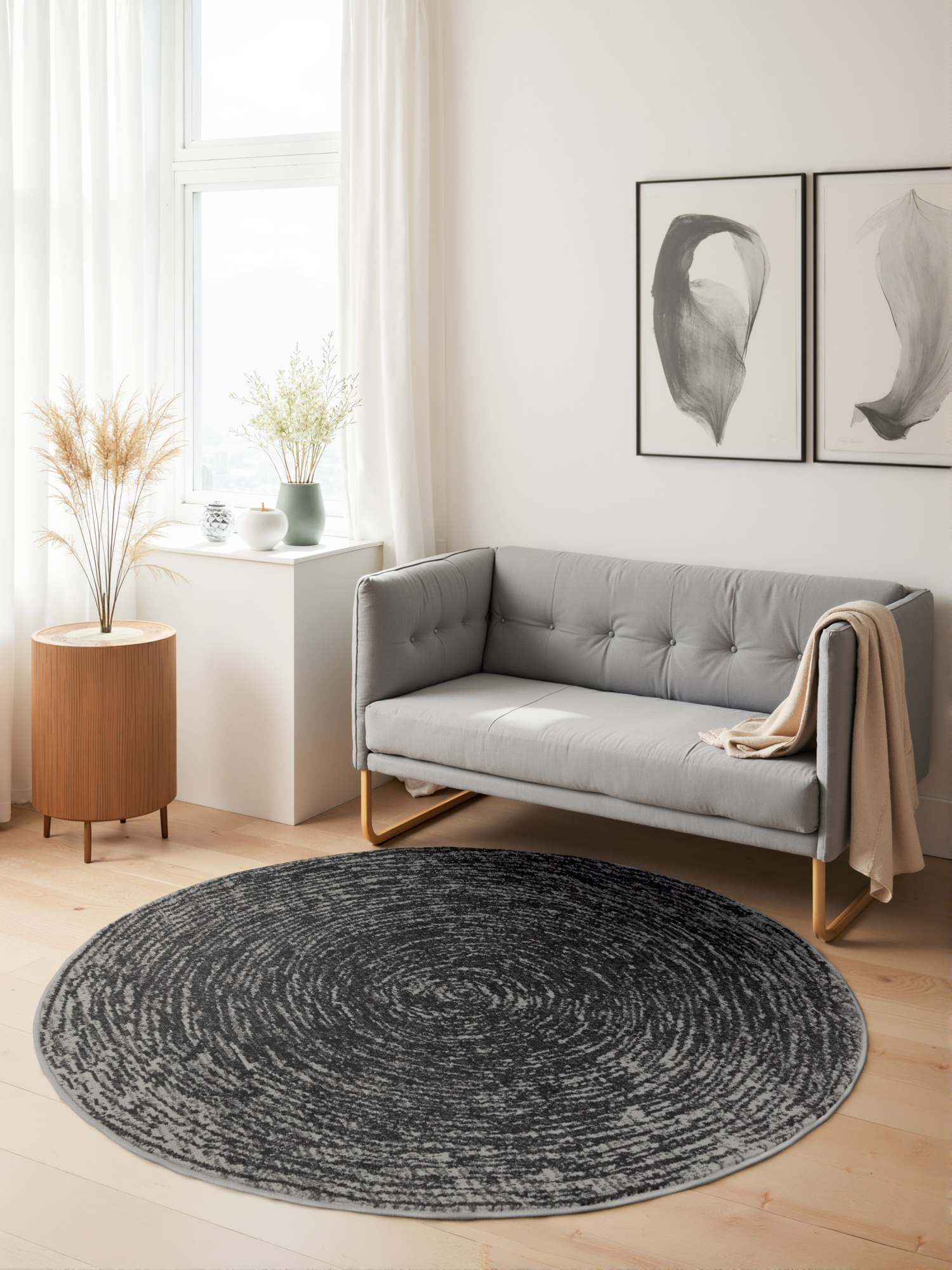 Rond Vloerkleed Cavallo Grijs