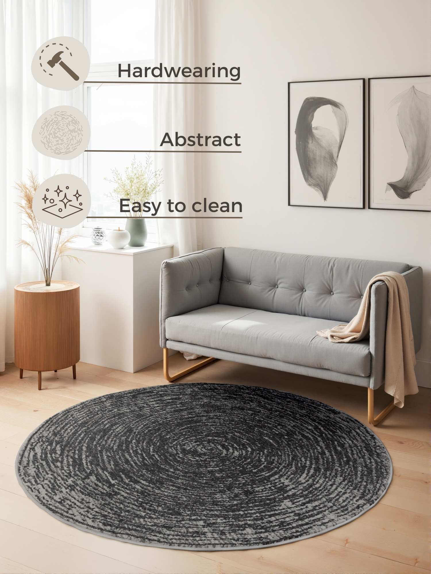 Rond Vloerkleed Cavallo Grijs