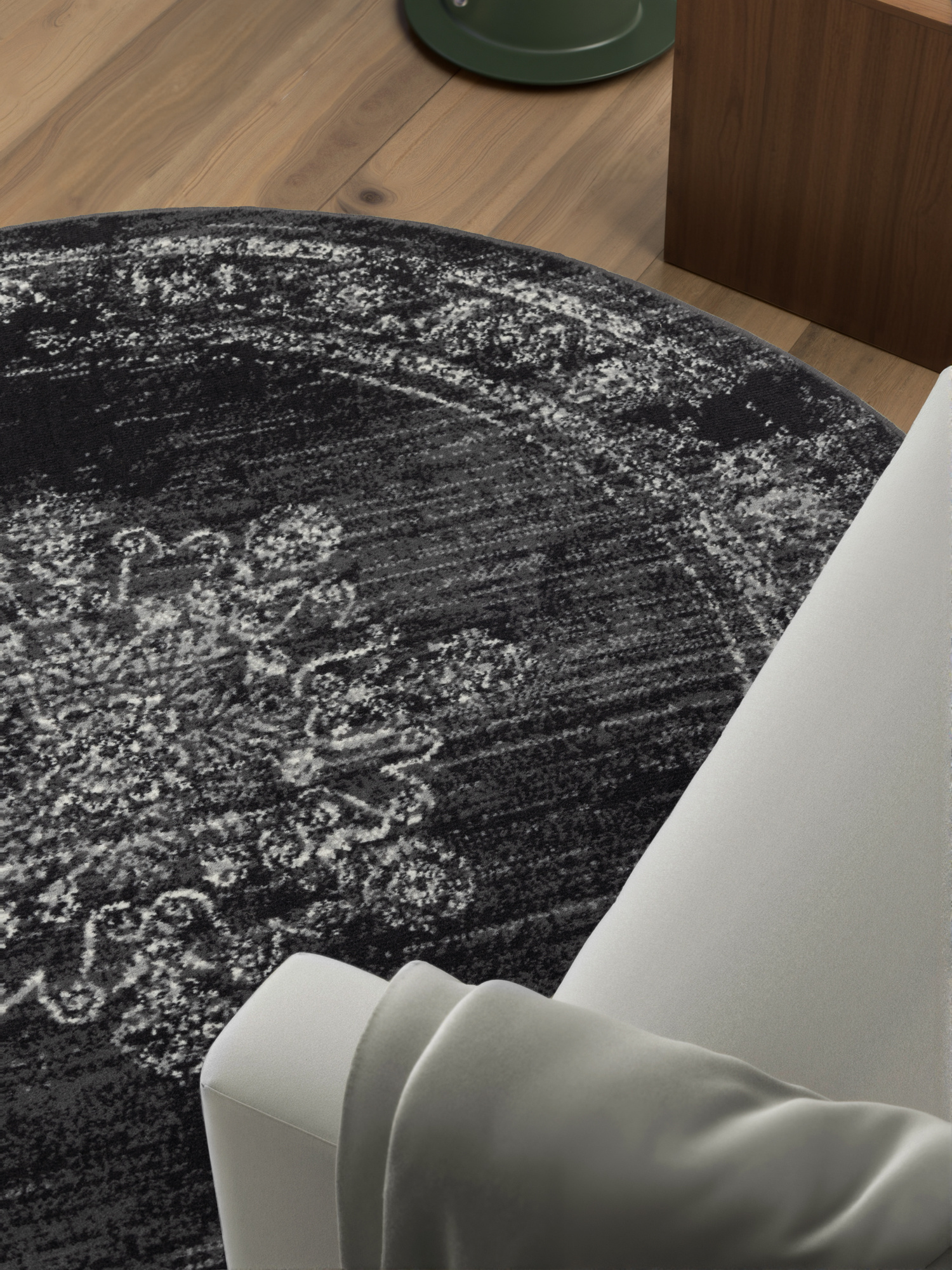 Vintage Rond Vloerkleed Gloria Grijs