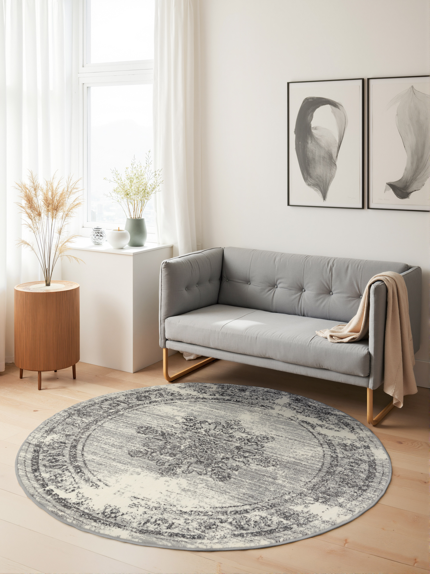Vintage Rond Vloerkleed Gloria Creme