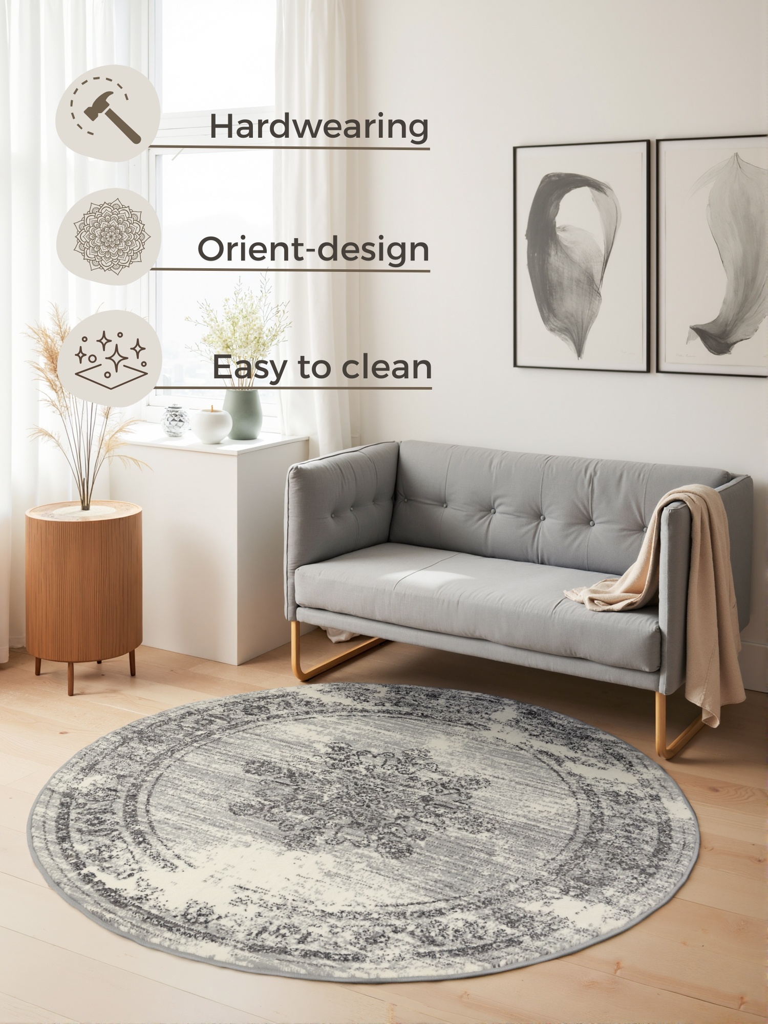 Vintage Rond Vloerkleed Gloria Creme