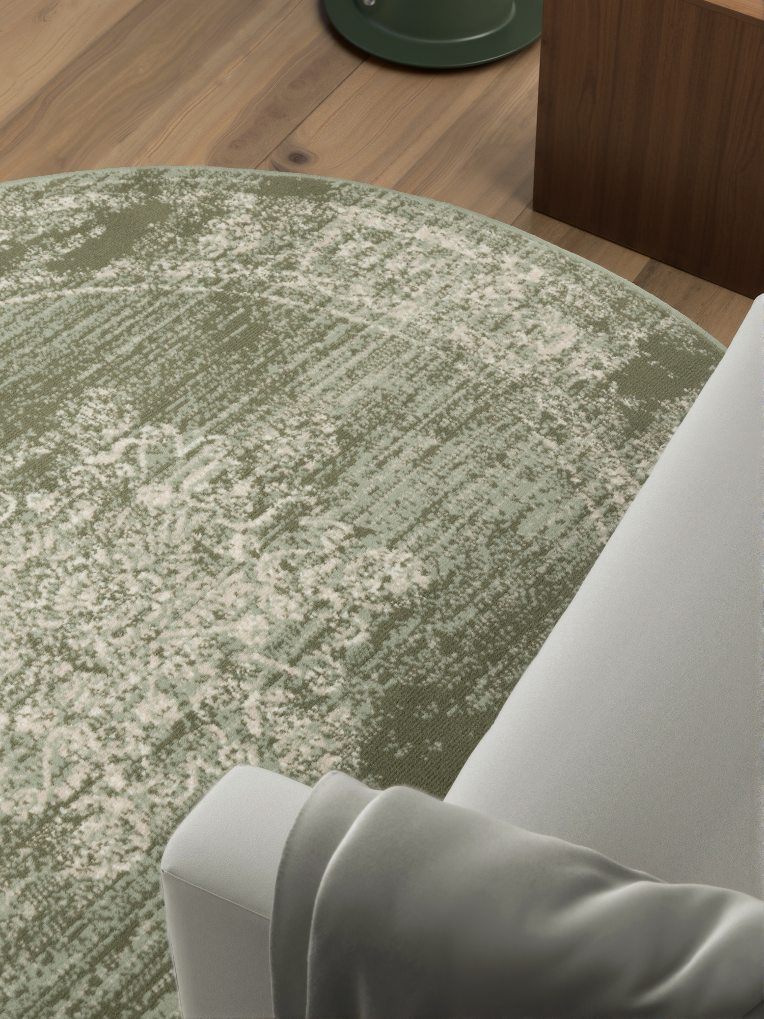 Vintage Rond Vloerkleed Gloria Groen