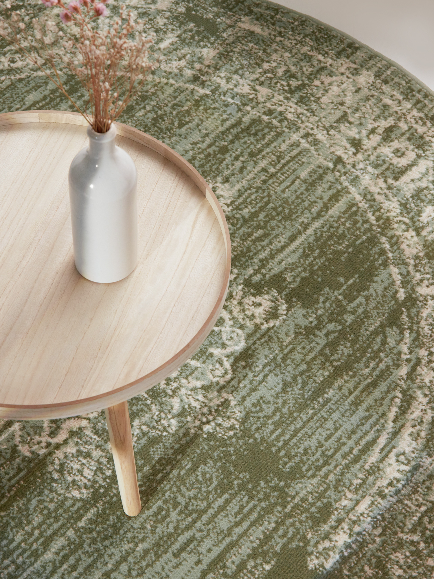 Vintage Rond Vloerkleed Gloria Groen