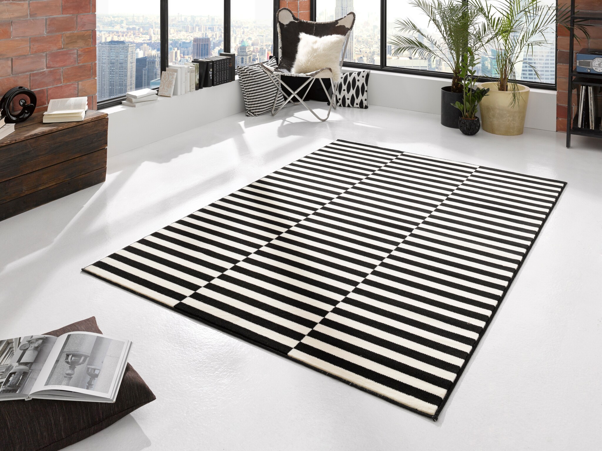 Velours Vloerkleed Panel Zwart