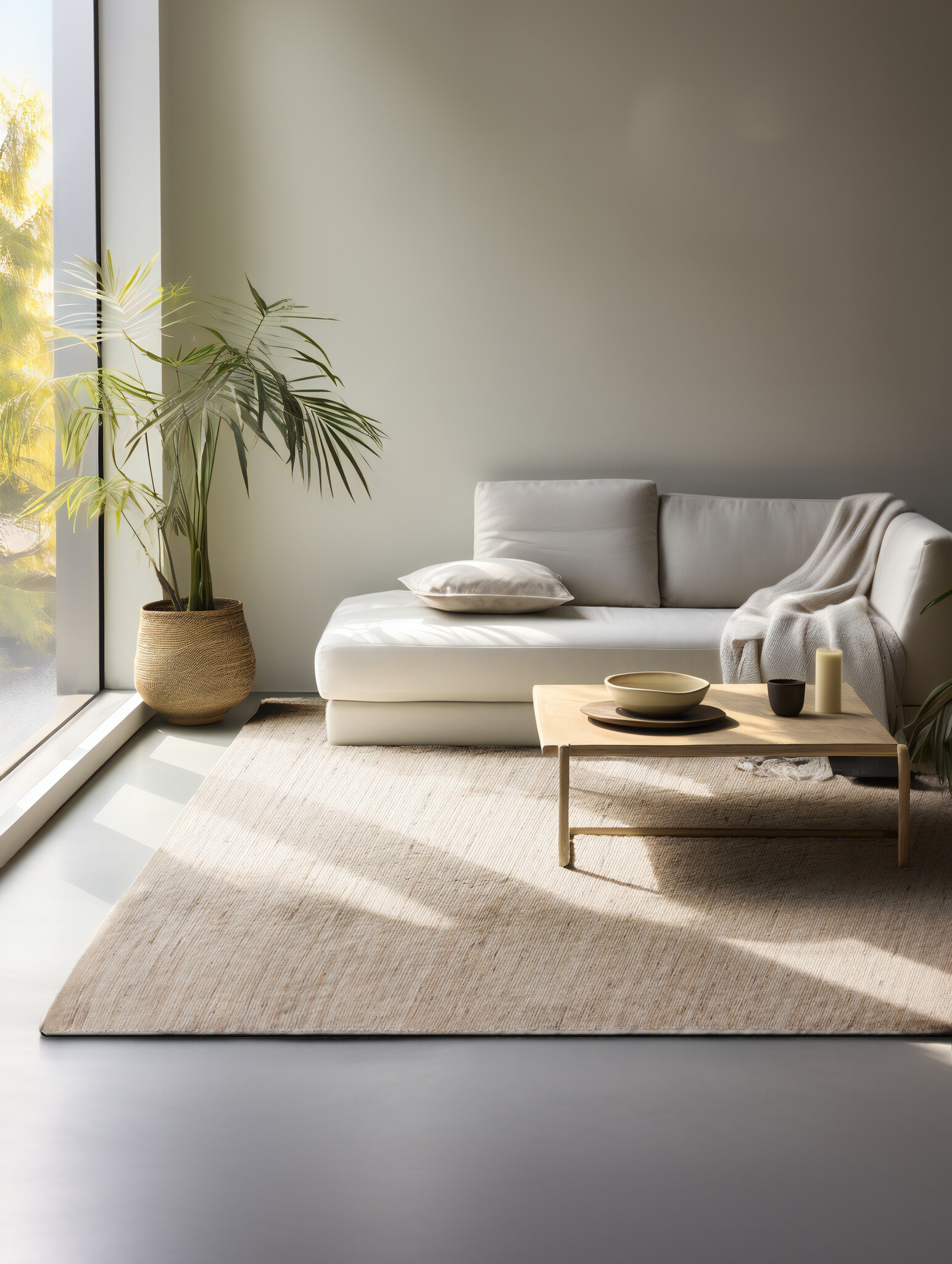 Jute Vloerkleed Dhaka Beige