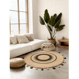 Rond Gevlochten Jute Vloerkleed Basil Creme