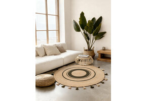 Rond Gevlochten Jute Vloerkleed Basil Creme