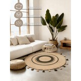 Rond Gevlochten Jute Vloerkleed Basil Creme