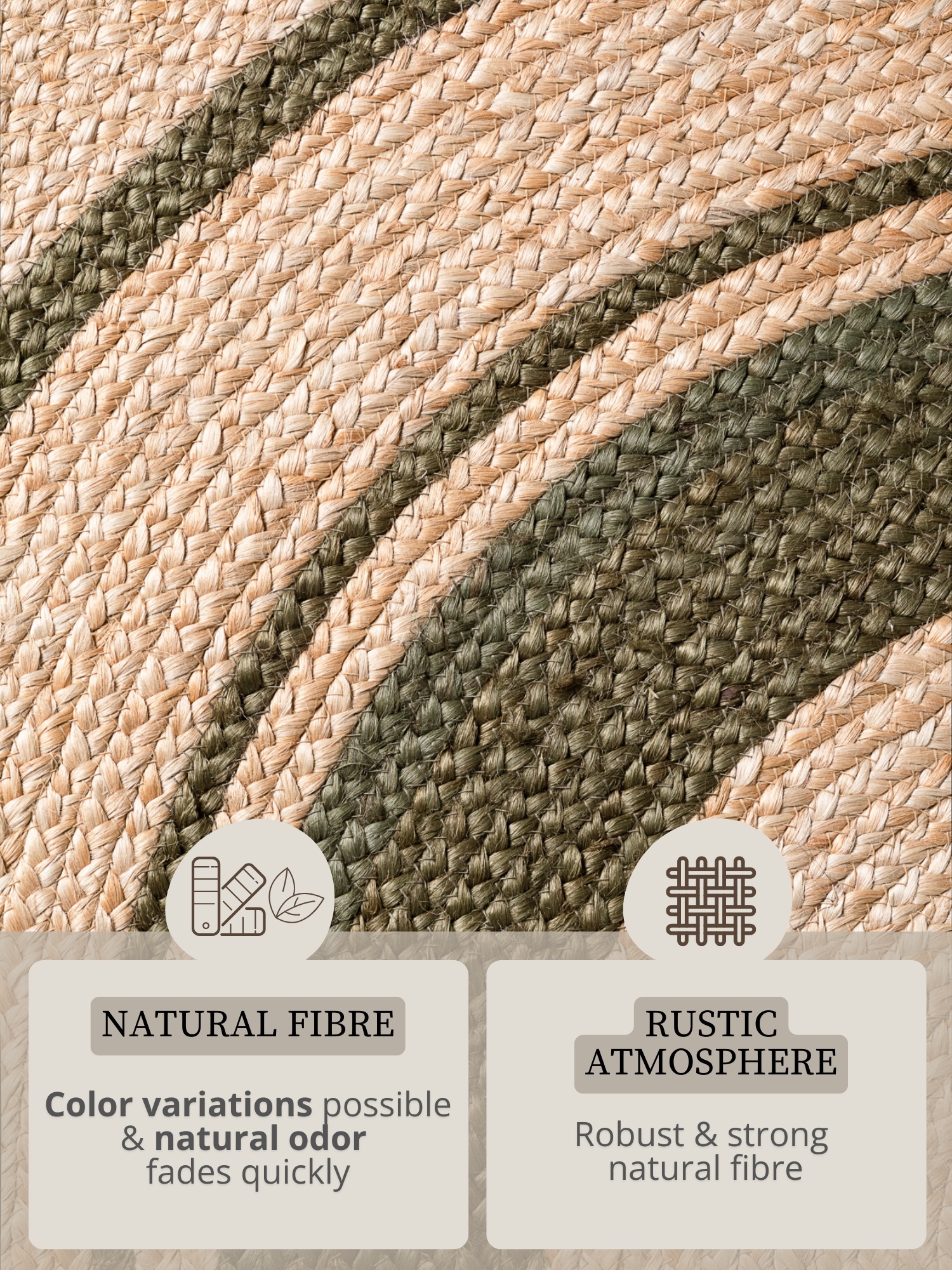 Rond Gevlochten Jute Vloerkleed Basil Creme