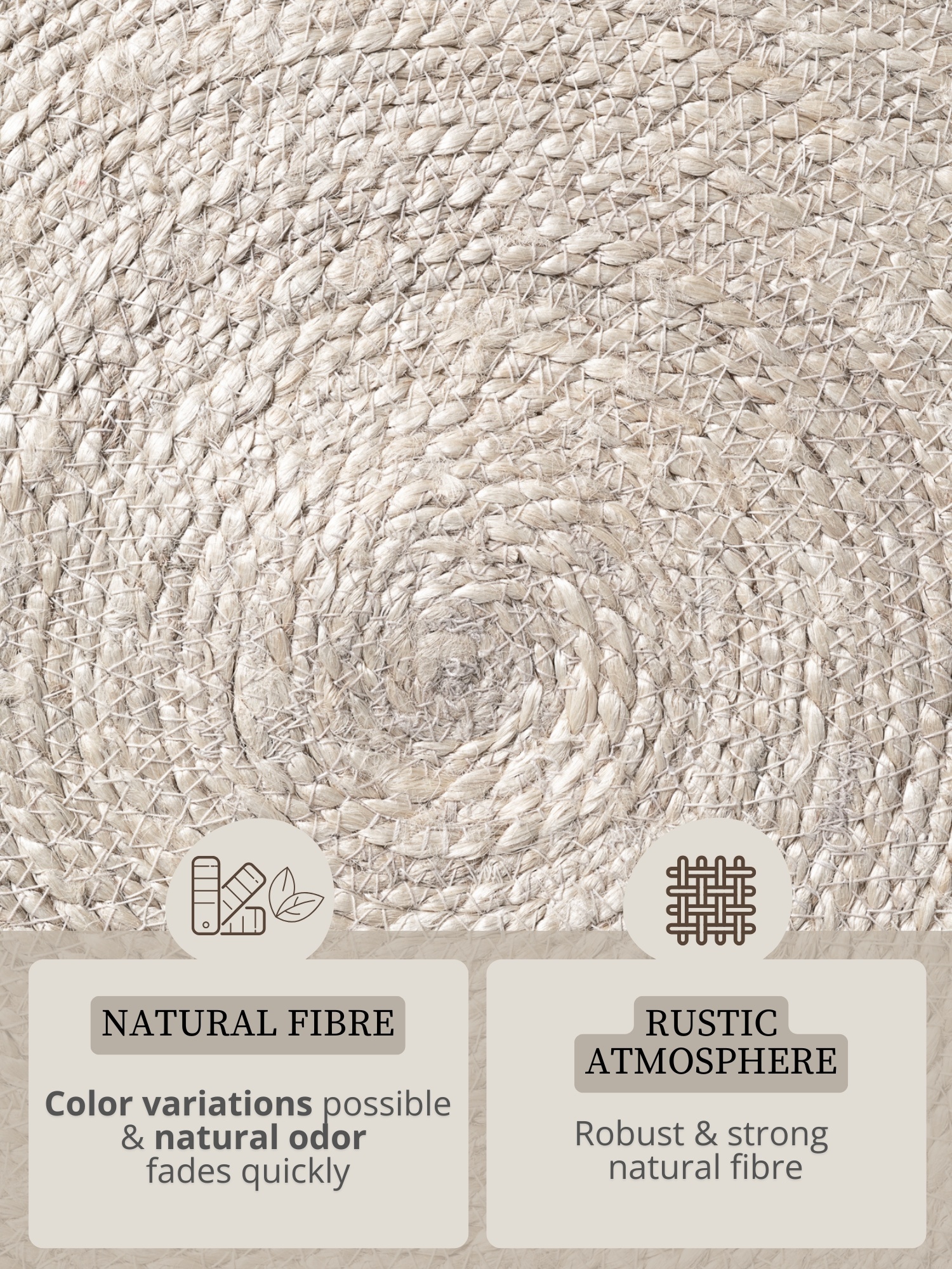 Rond Gevlochten Jute Vloerkleed Lina Creme