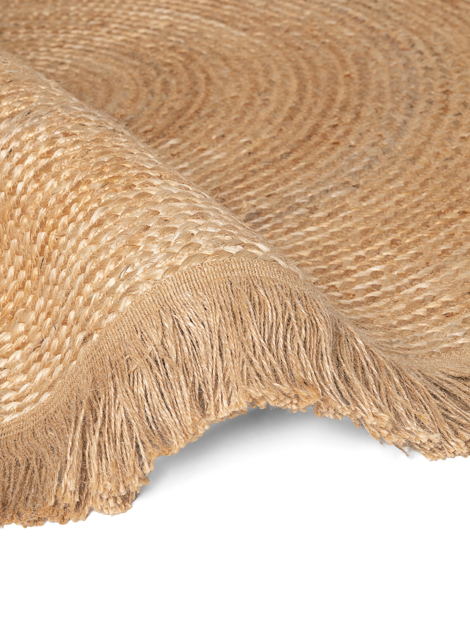 Rond Gevlochten Jute Vloerkleed Naturel Goud