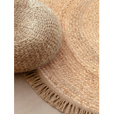 Rond Gevlochten Jute Vloerkleed Naturel Goud